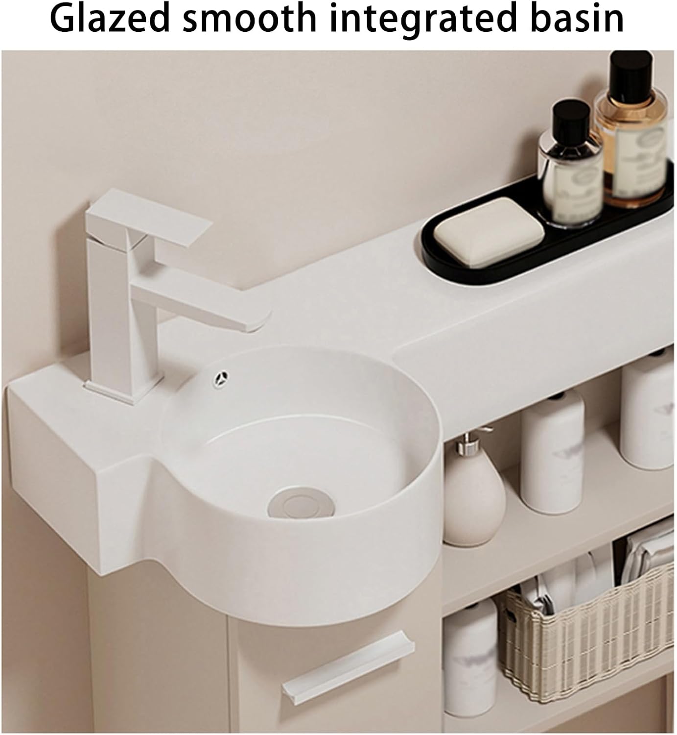 Corner Wall Mount Bathroom Sink Bathroom Cabinet With Faucet and Drain Corner bathroom Sink With Open Shelf Storage Cabinet For Small Space corner Bathrooms Vanity(Left,70*52*13cm/27.6*20.5*5.1in)