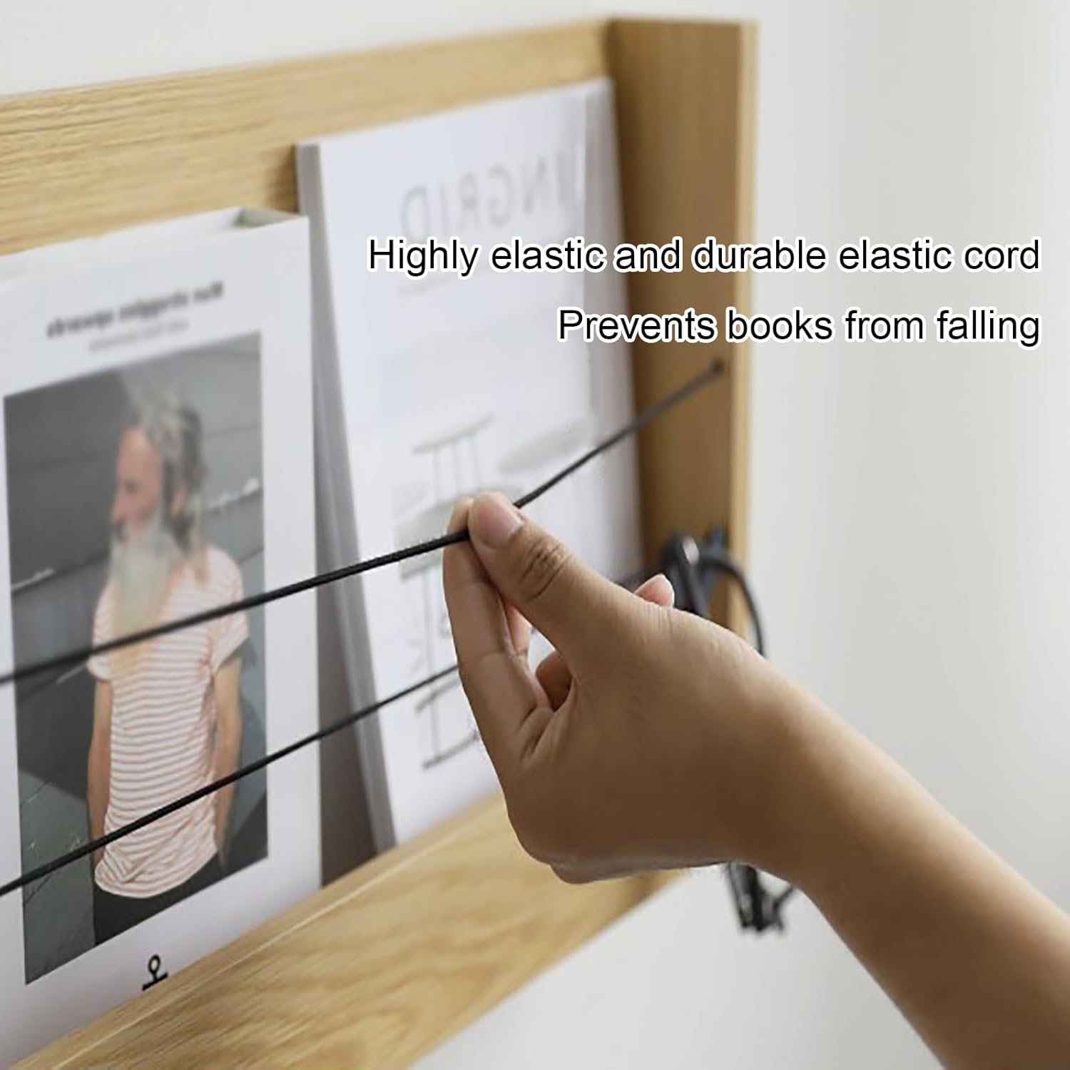 Floating Bookshelf, Wall Mounted Magazine Holder, Hanging Display Rack Space Saving, Wall Book Shelves, Display Storage Organizer for Home Office(Beige,63cm/24.8in)