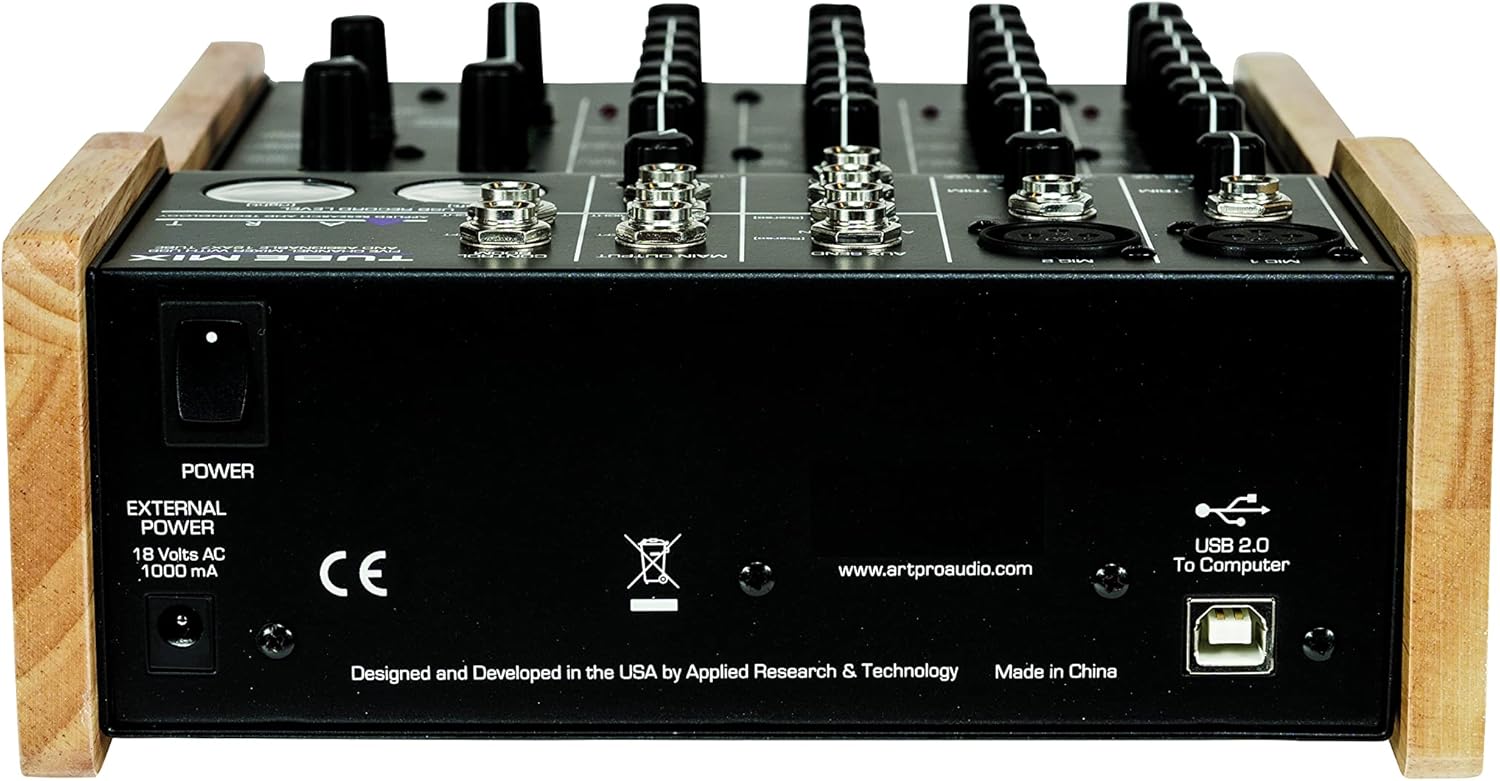 ART TubeMix Five Channel Mixer with USB and Assignable 12AX7 Tube, Black