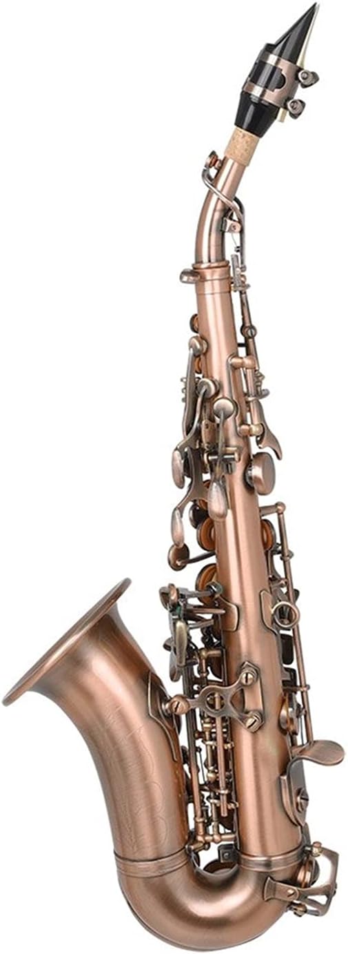 Red Antique Soprano Saxophone Bb Key Woodwind Instrument with Case Sax Stand Reed Gloves Cleaning Cloth Student Saxophone