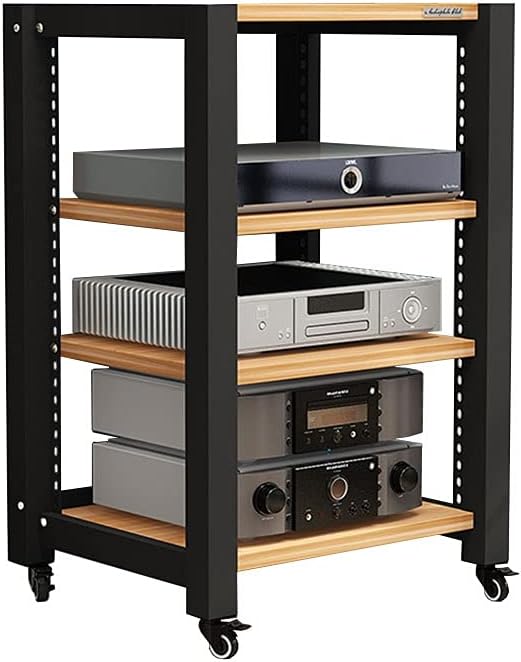 Audio Rack Audio Bracket Roller TV Bracket Media Components Multi-Layer Audio Bracket Speaker Cabinet 2/3/4 Layer (Light Walnut Wood) Media Cabinet (Size : S3)