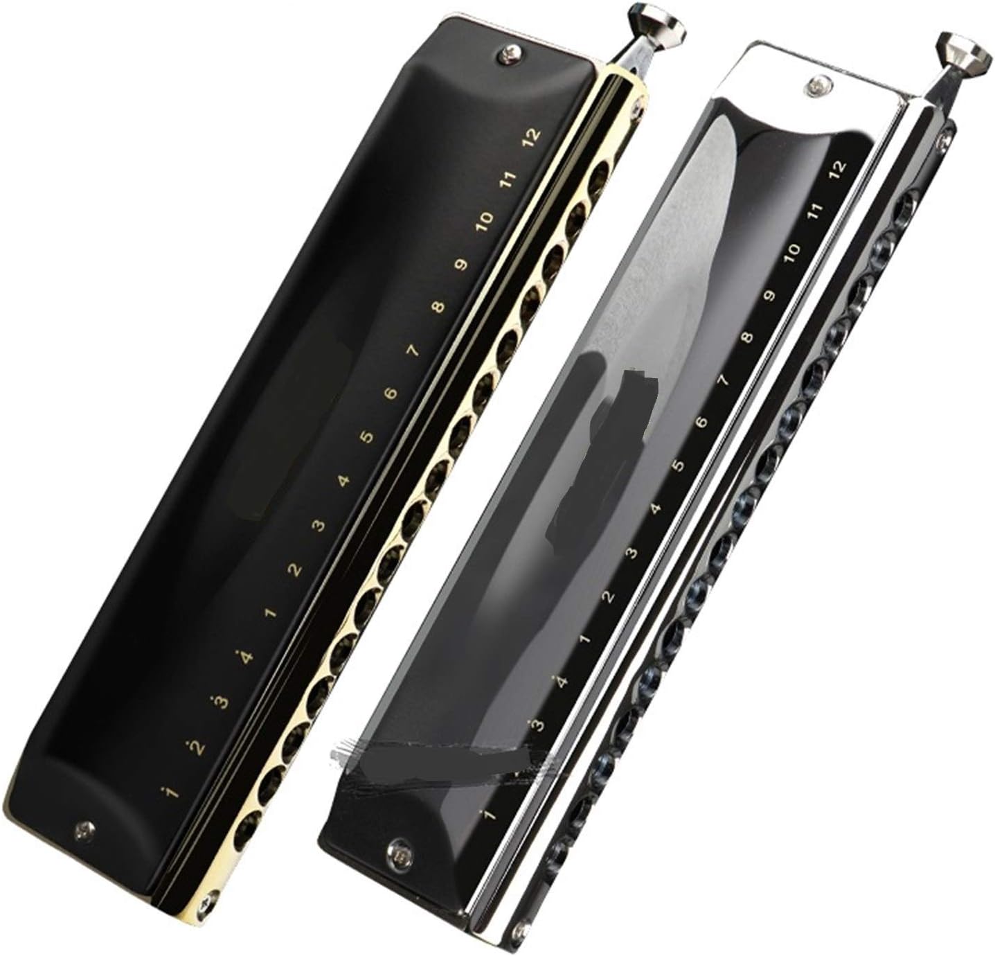 SUOFEILAIMU Professional 16 Holes 64 Tone Chromatic Harmonica Mouth Organ Blues Harp Music Instrumentos Key C Musical Instruments (Color : Silver ABS Comb)