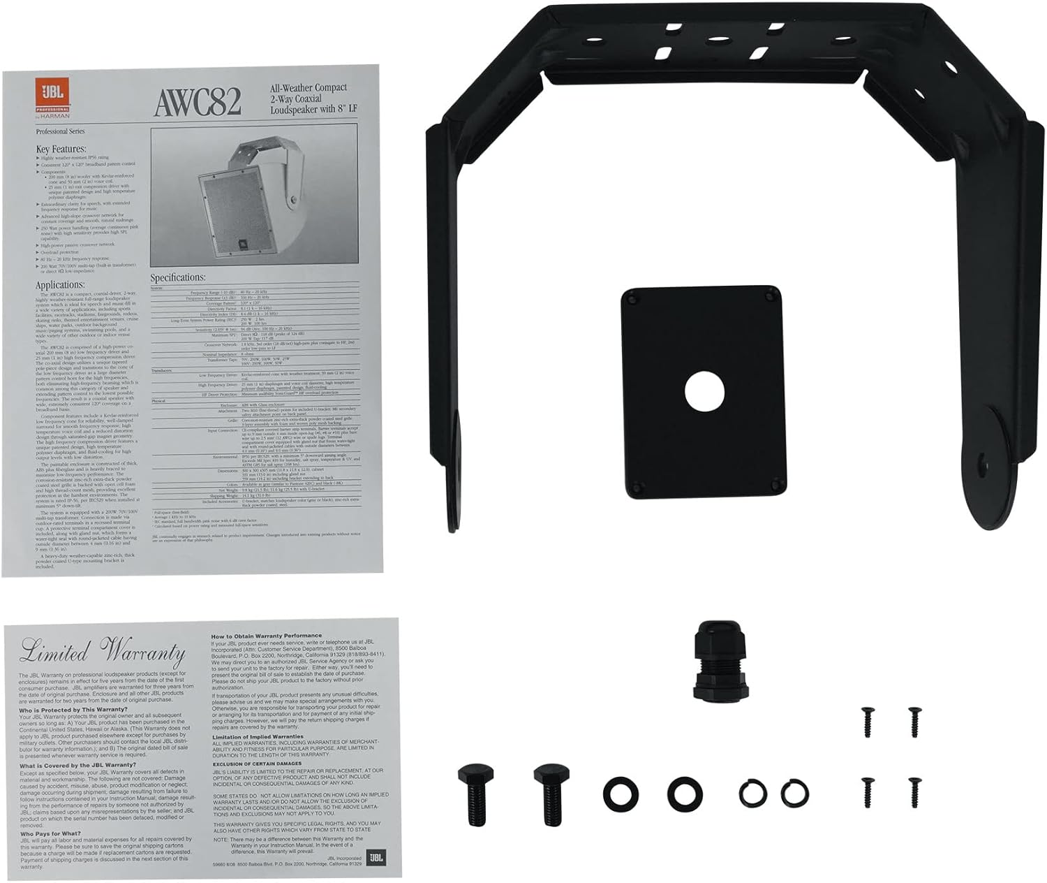 JBL AWC82 All-Weather Compact Loudspeaker - Black