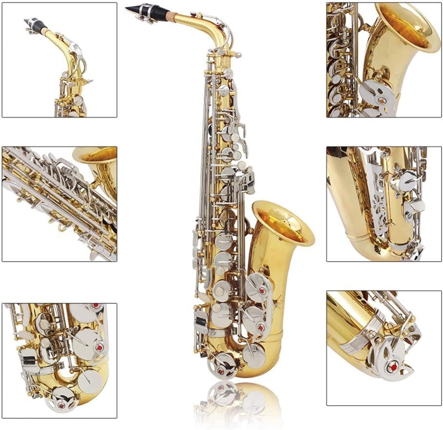 Saxophones Alto Saxophone Sax Glossy Brass Engraved EB E- Flat Natural White Shell Button Wind Instrument with Case Mute Gloves Beginner Sax