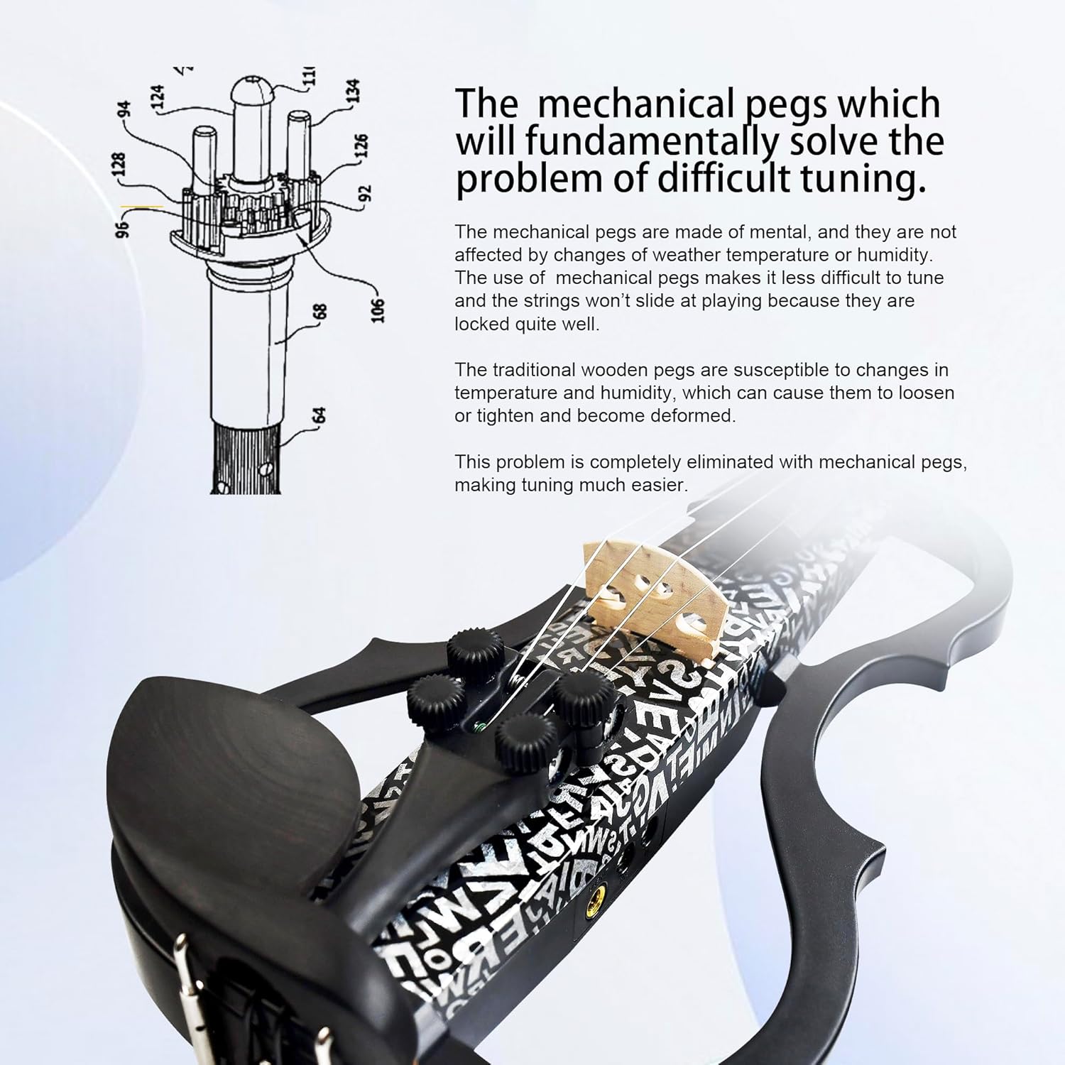 Premium Carbon Fiber Electric Violin Full Size 4/4,Professional Silent Electric Violin for Adults,Teens,Electric Fiddle with Pro Pick up-ZNDS-2304