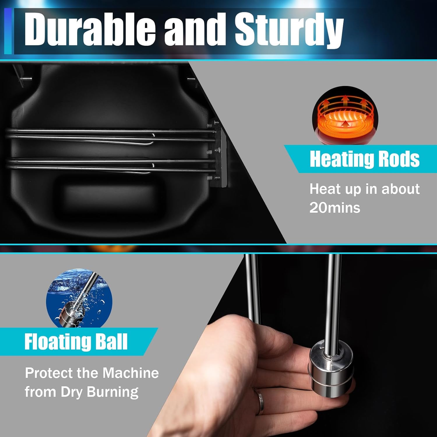 6000W Dry Ice Fog Machine Low Lying Smoke Fog Machine with Large Nozzle, 110V Professional Stage Dry Ice Machine for Wedding, DJ Performance, Bars, Black