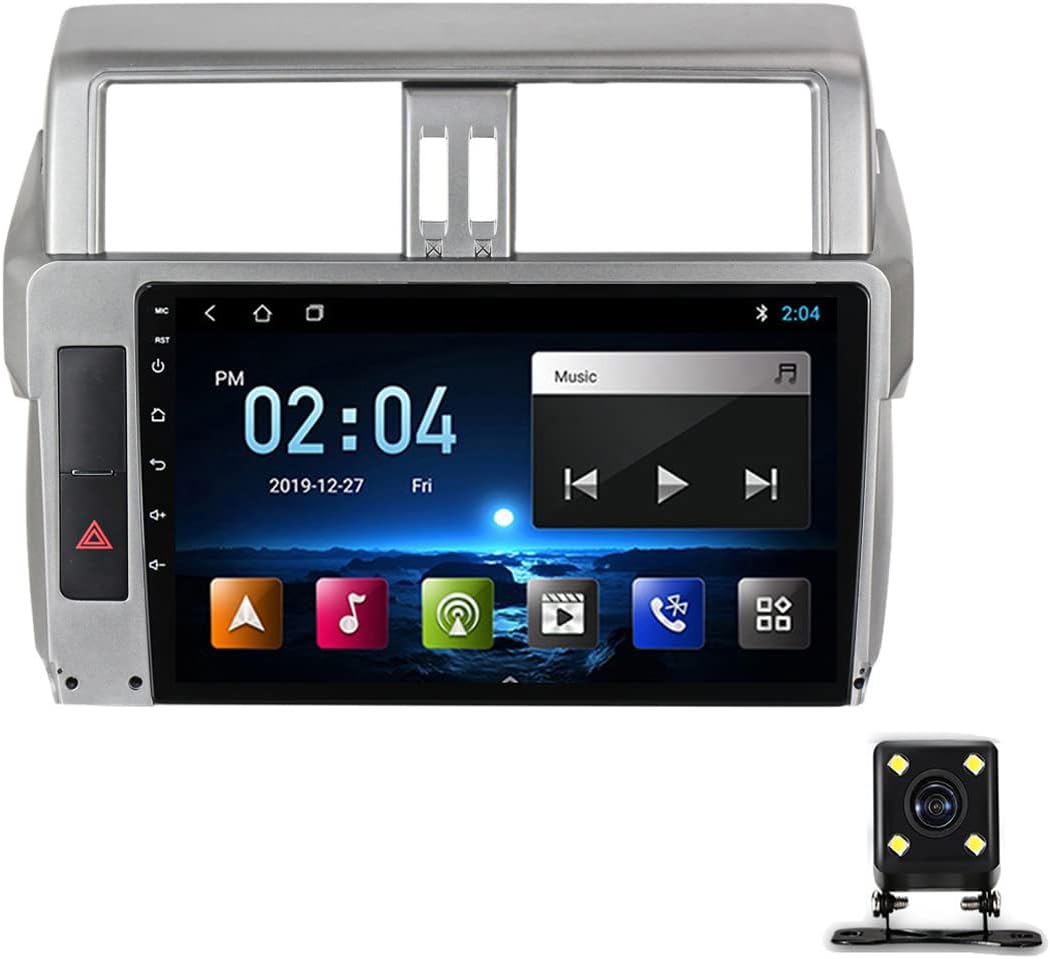 Double Din Car Stereo, 9 Inch Touchscreen, RDS/FM Car Radio, Bluetooth, Mirror Link, Carplay, Backup Camera, Steering Wheel Controls, for Toyota Prado 2013-2017