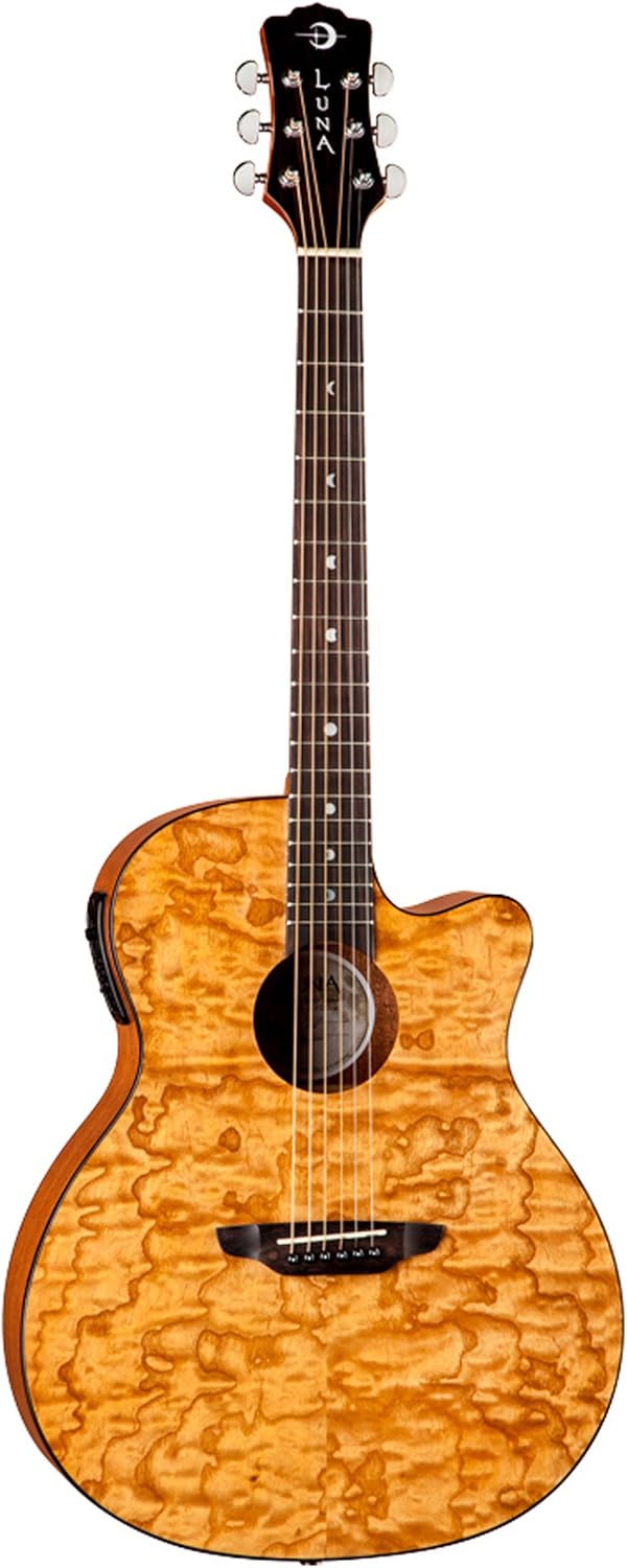 Luna Gypsy Grand Concert Acoustic/Electric Guitar, Gloss Natural