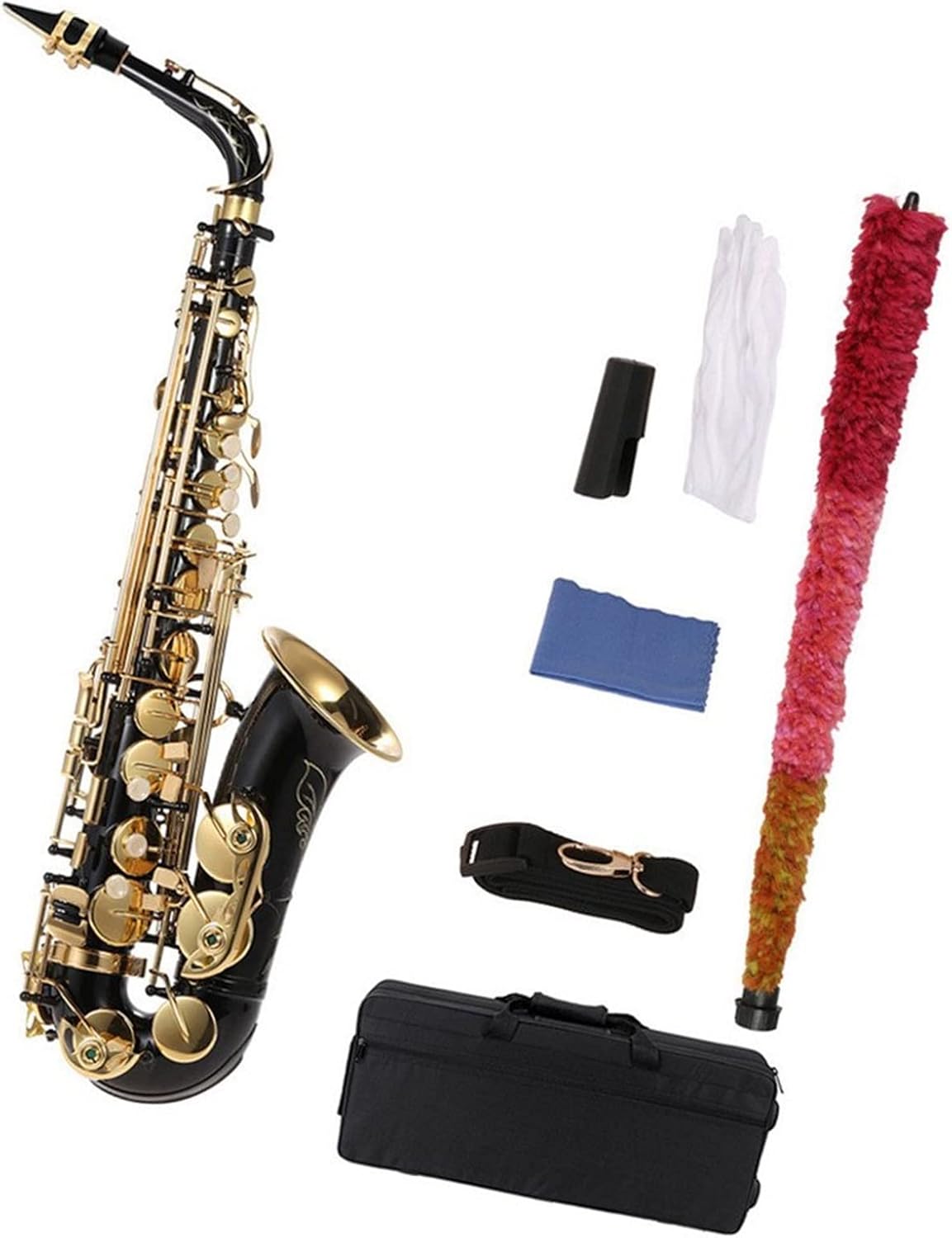 EB Alto Saxophone Brass Lacquered Gold E Flat Sax Woodwind Instrument with Padded Case (Color : 1)