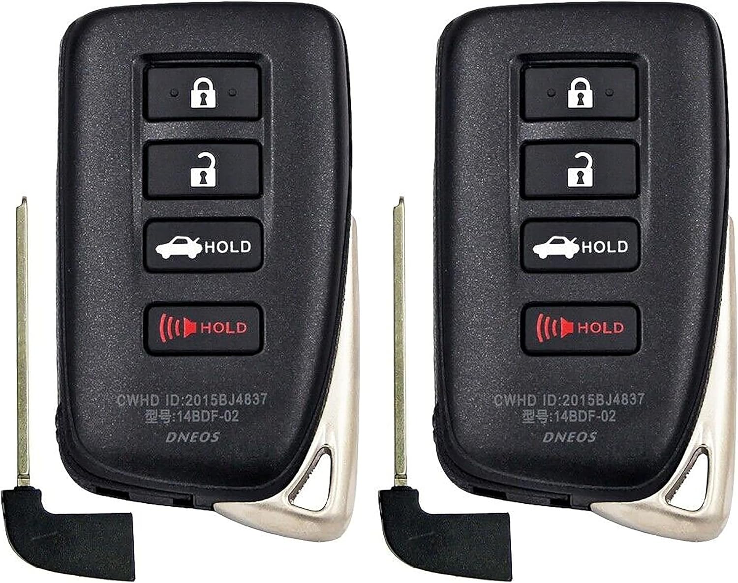 2X New Replacement Proximity Key Fob Remote Compatible with & Fit for 2014-2020 Lexus RCF - HYQ14FBA-NL-03