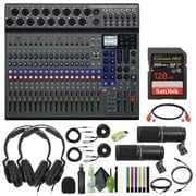 Zoom LiveTrak L-20-20-Input Digital Mixer & Multitrack Recorder + 2x Zoom ZDM-1 Podcast Mic Pack + USB Card Reader, SD/microSD + Xpix Balanced Interconnect, 1/4 inch TRS + Dual RCA Cable + More