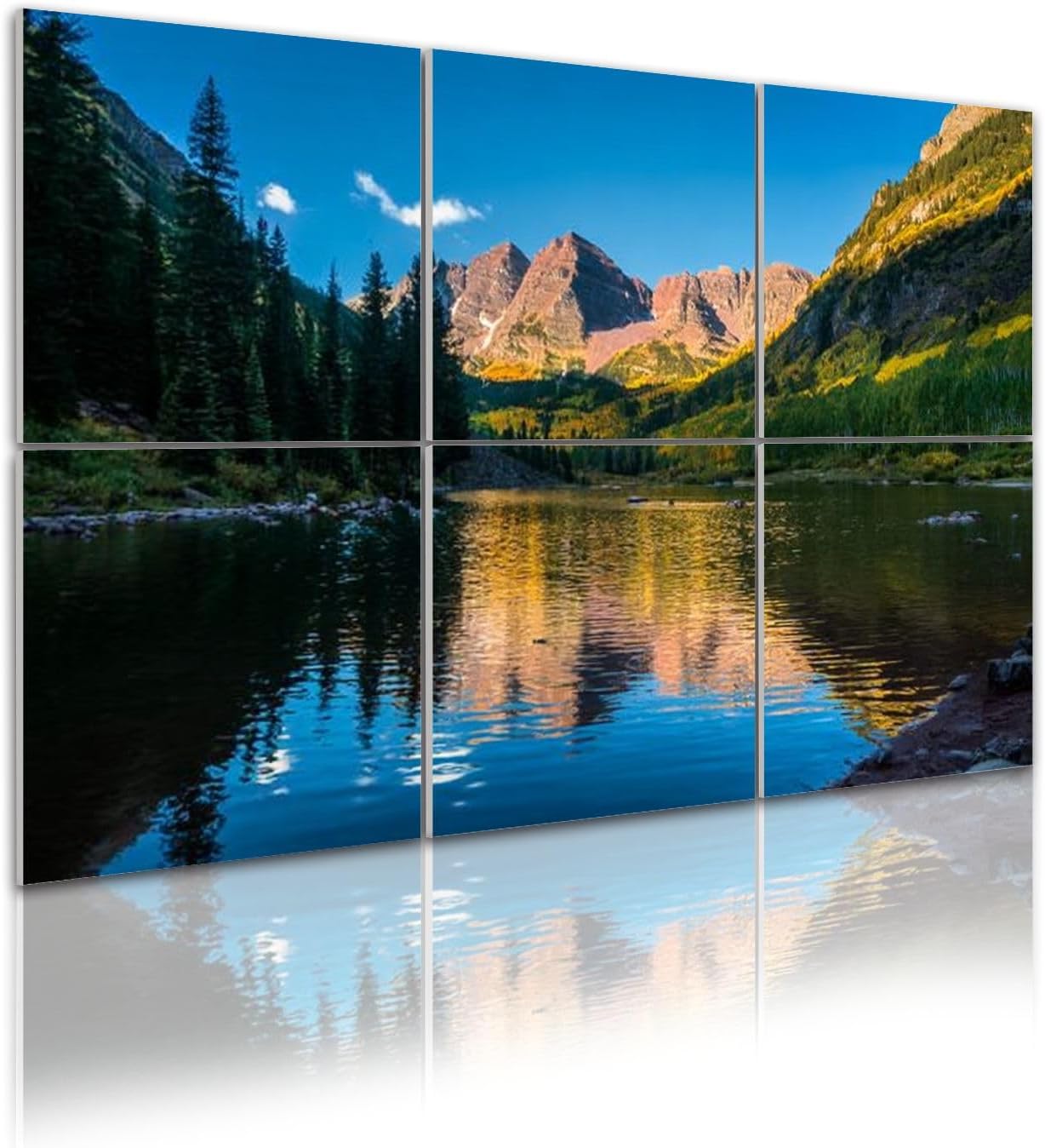 6 Pack Art Acoustic Panels Self Adhesive maroon bells sunrise alpine glow reflection off maroon lake aspen Decorative Soundproof Wall Panels Sound Absorbing Panel 48