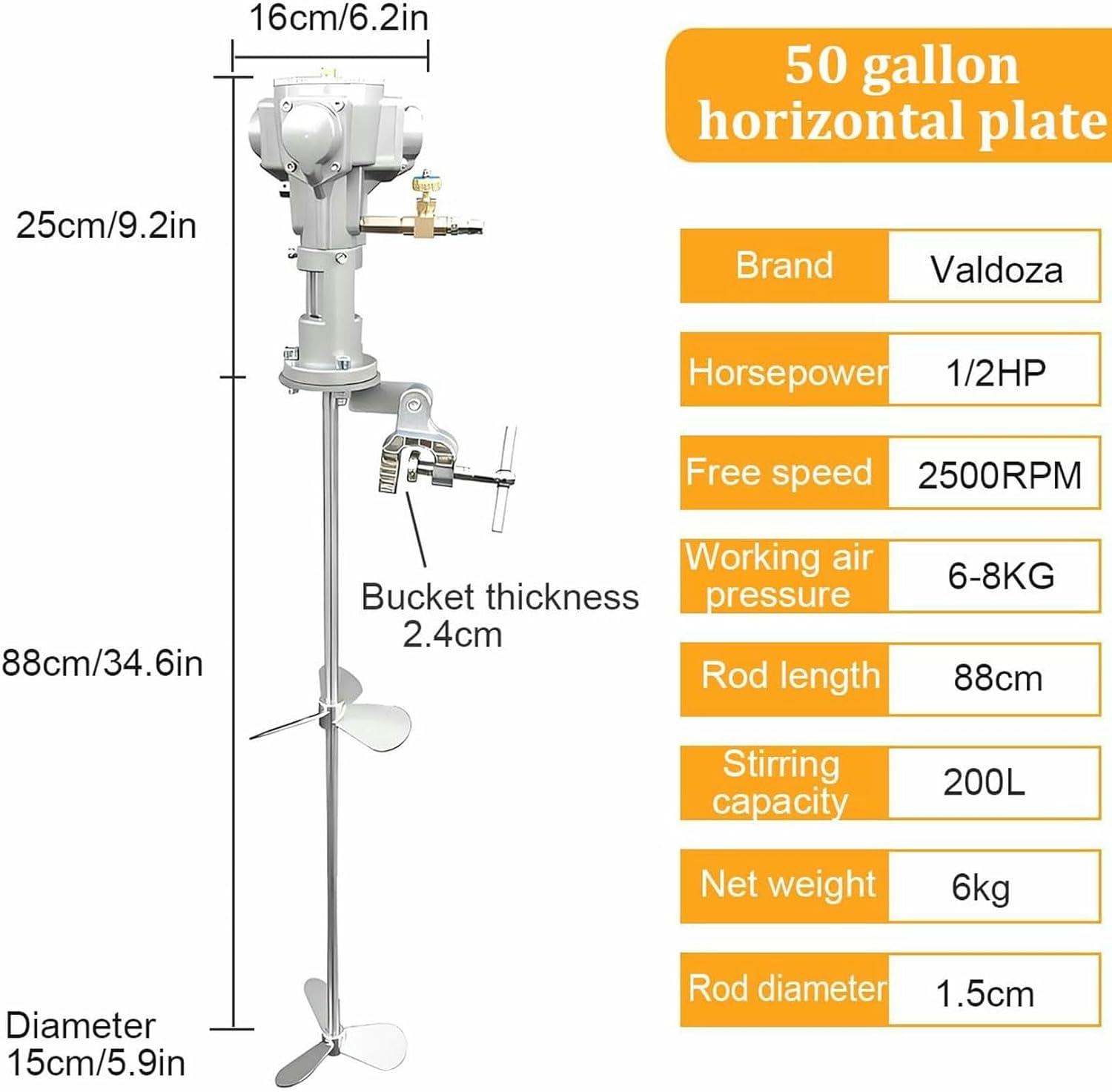 Pneumatic Paint Mixer 200L, Stainless Steel Automatic Stirring Machine with Air Agitator, Bracket Mixer, for Viscous Liquid, Ink, Dye, Adhesive, Mixing Applications-