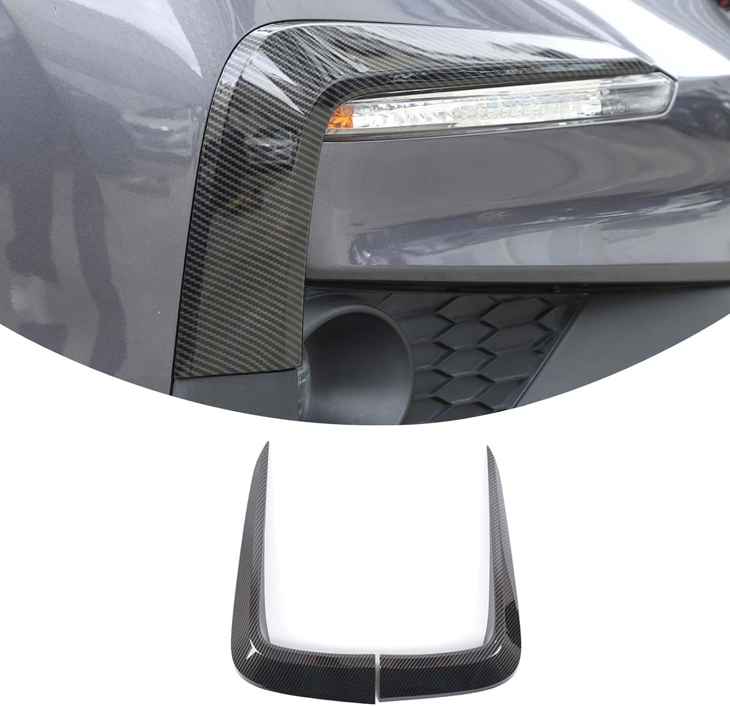 Car ABS Front Bumper Both Side Air Inlet Decorative Strip,Fit for Honda Pilot 2016 2017 2018 2019 2020 2021 2022,Car Exterior Accessories,Front Bumper Both Sides Protective Trim (Black Carbon Fiber)