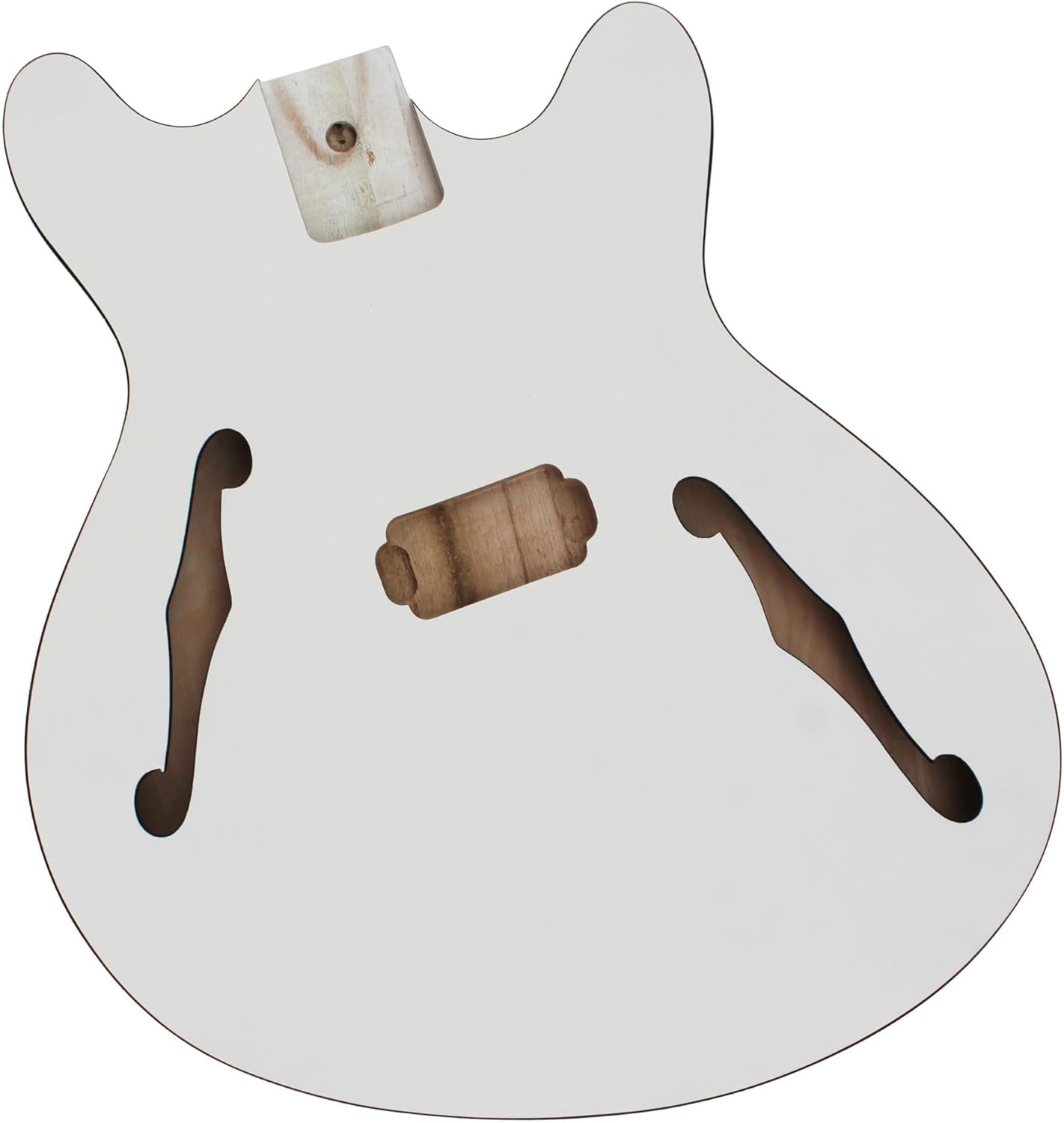 Guitar Body Guitar Replacement Parts Body for Jazz Guitar Black Binding Guitar Body in White Color Semi-Hollow Unfinished Guitar