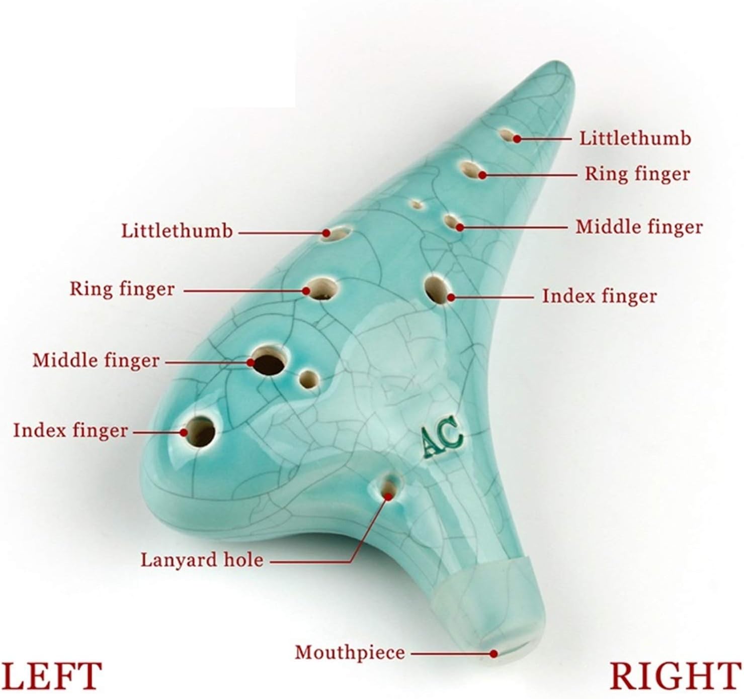 Alto C 12 Holes Ocarina Light Blue Special Music Instruments Chinese Woodwind Instrument Flute(Color:Ocarina with Bag)