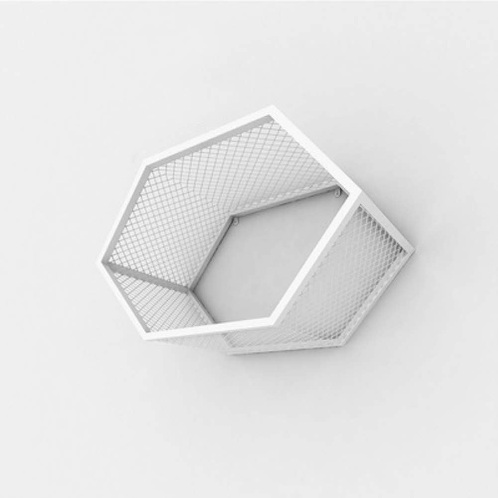 Floating Wall Shelf Metal, Decorative Hexagon Floating Shelves Wall Mount Display Shelves for Books Entryway Office-White 1 A (White 1 A)