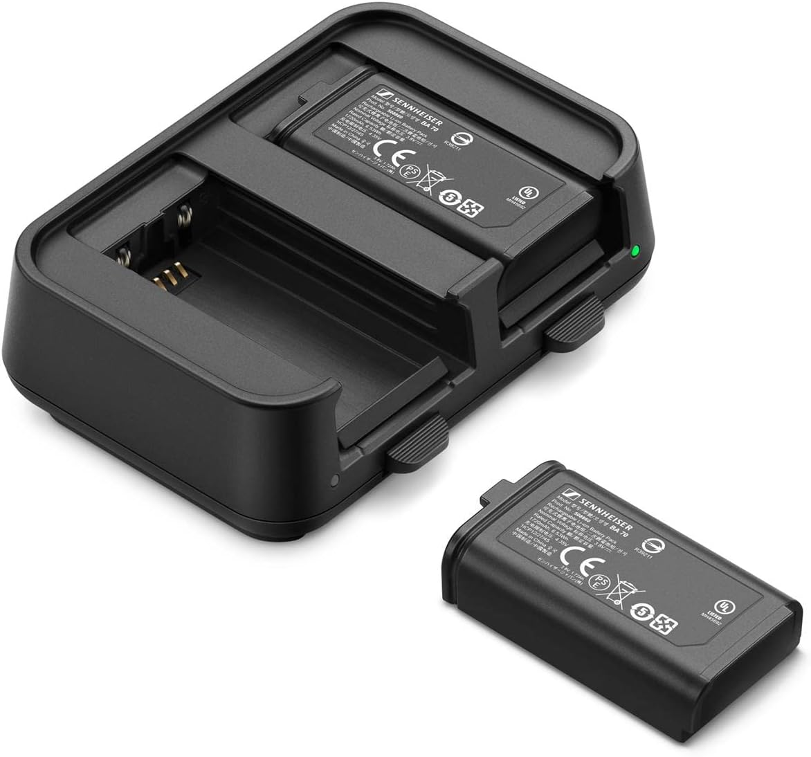 Sennheiser Pro Audio EW-D Charging Set, Dual-Bay Charger w/ 2 Lithium-Ion BA-70 Battery Packs