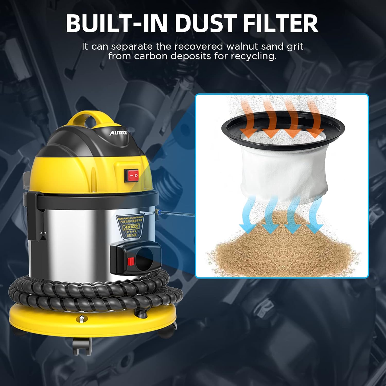 QIANS HTS558 Automotive Engine Intake Pipe Valve Clean Machine Valvetronic System Walnut Powder Sand Carbon Deposition Cleaner 110V