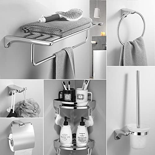 Shower Shelves Bathroom Hardware Set, Corner Shelf, Towel Rack, Toilet Brush Holder Bathing Accessories (Color : Bath Shelf 40cm)