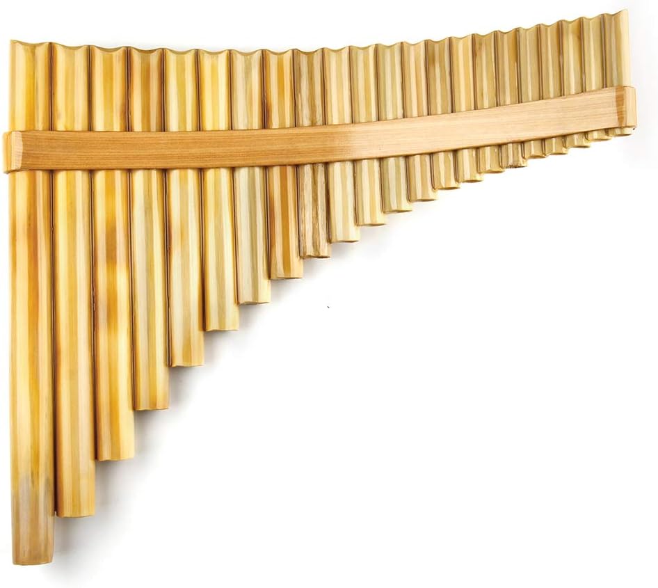 Upscale Romanian Folk Instrument Natural Reed Pan Flute Panpipes G Key Wind Pan flute Flauta Handmade (22 Pipes Left Hand, Wood)