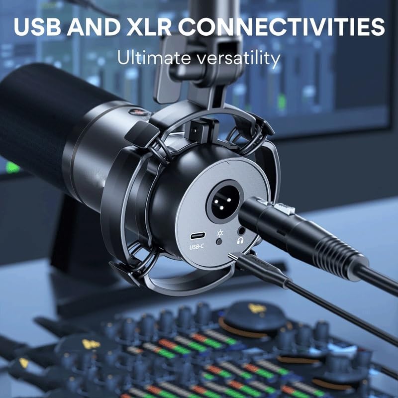 Dynamic Microphone for Gaming Recording Streaming Metal Mic with Software Tap-to-Mute Gain Knob (D As Shown) (D As Shown)