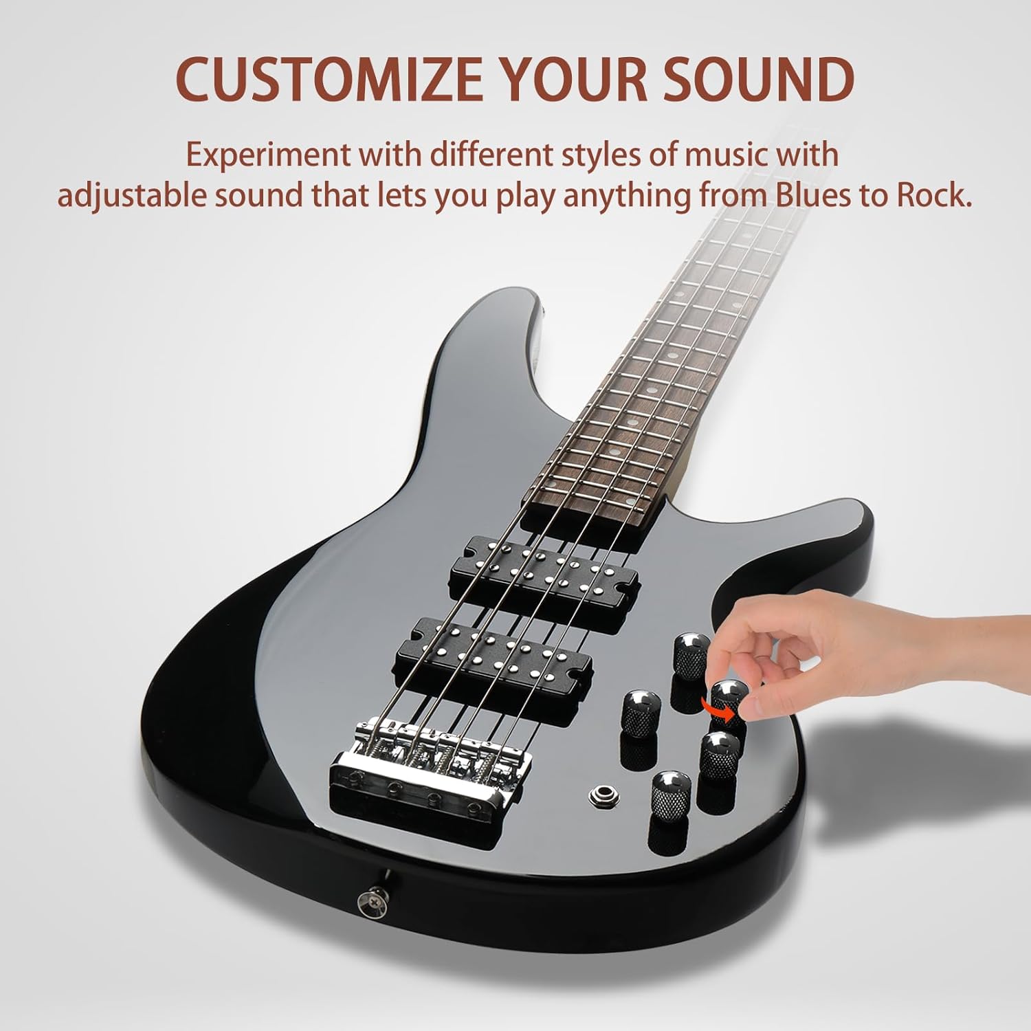 Ktaxon 4 String Electric Bass Guitar, Full Size Standard Right Handed Rosewood Fingerboard Beginner Kit with Cable Wrench Tool (Upgraded Black)