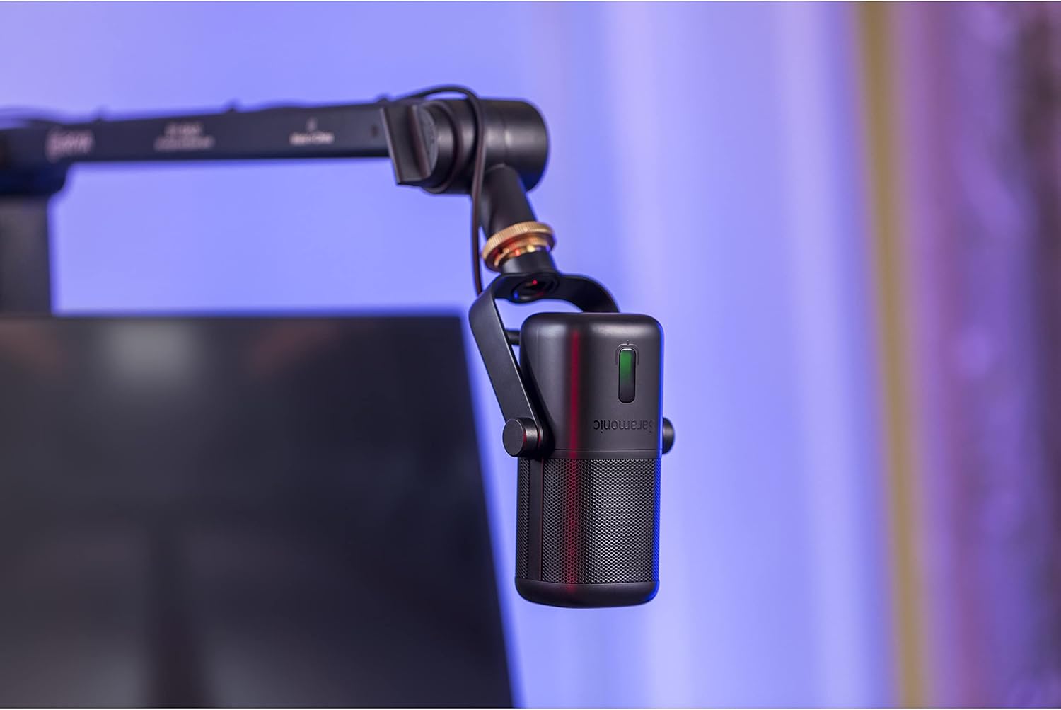 Saramonic SR-MV2000 | Large Diaphragm USB Studio Microphone with Magnetic Tabletop Stand, Headphone Out and Multi-Color LED for Computers, iPhone 15, Android Mobile Devices, New iPad & More