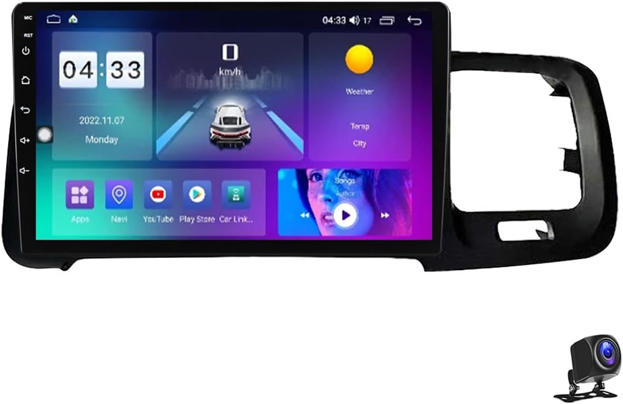 Double Din Android 13 Car Stereo Wireless Carplay with Bluetooth 9 Inch Touchscreen Car Radio for Volvo S60 V60 2011~2020 Multimedia Navigation with USB/RDS/DSP