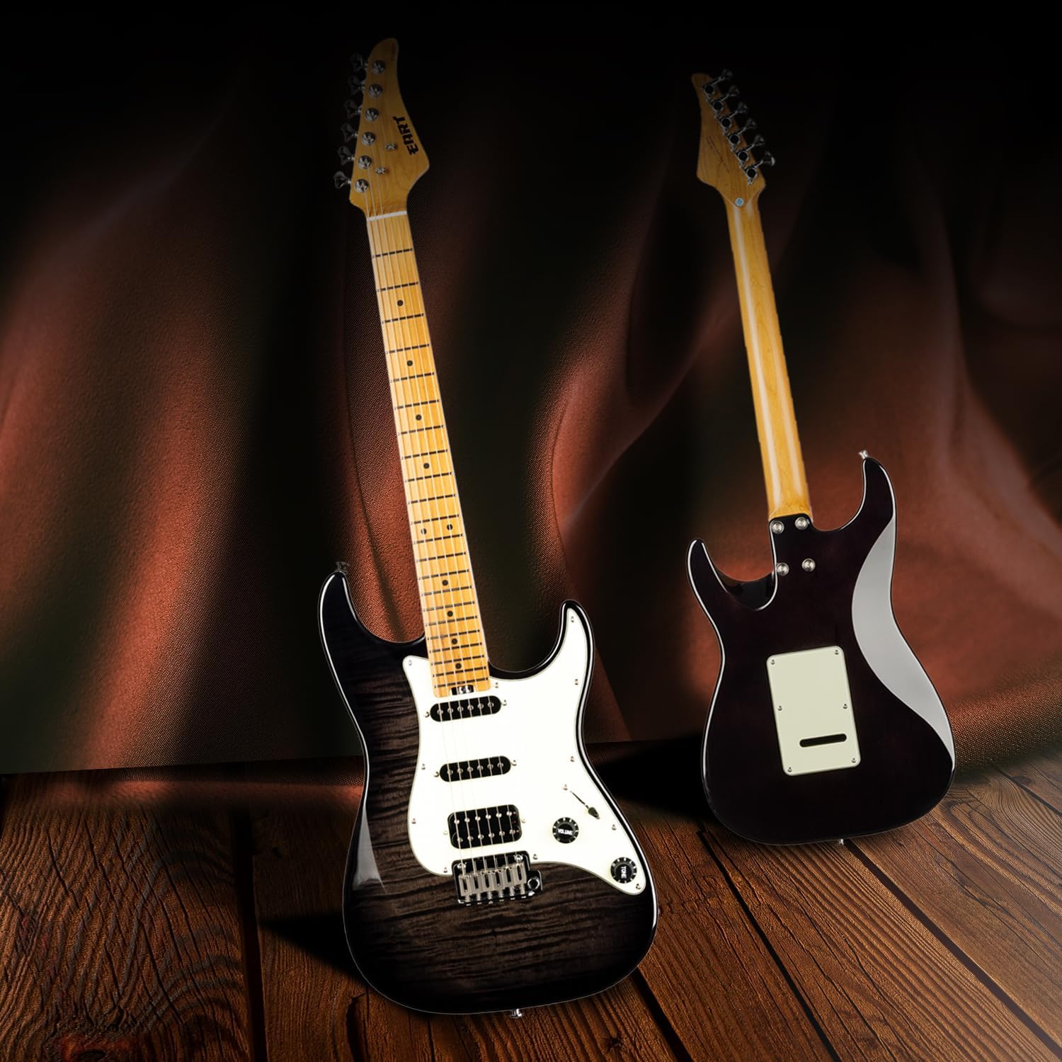 EART NK-C3 Electric Guitar with 6 String Maple Fingerboard Solid Body Right Handed, Stainless Steel Frets, Black