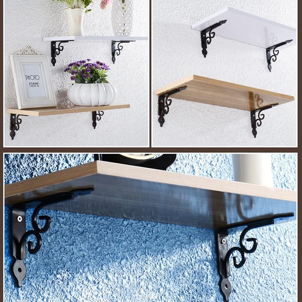 Cast Iron Multifunctional Shelf Bracket, Decorative Corner Bracket, Wall Mount Shelf Bracket, Right Angle Storage Tripod, DIY Bracket (Color : White, Size : 1) (White 1) (Red Copper 4)