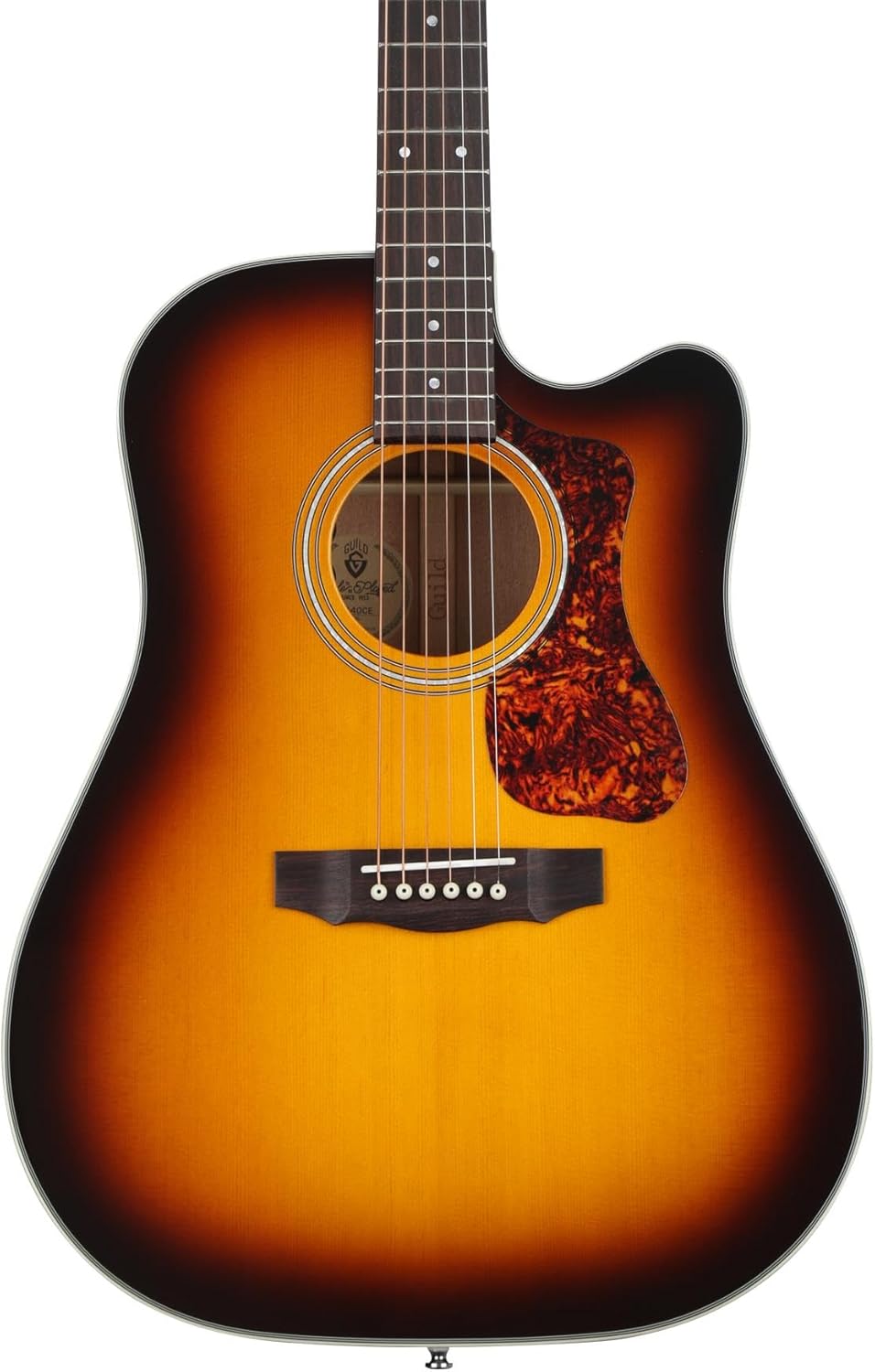 Guild Guitars D-140CE ATB Acoustic Guitars, Antique Burst, All Solid Woods Dreadnought, Westerly Collection, with Premium Gig Bag