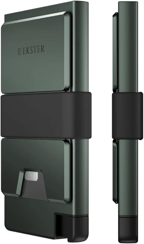 Ekster - Aluminum Cardholder Pro Wallet - All-Metal Aluminum Wallet for Men - Fits 7 Cards, RFID Blocking Layer, Ultra-Thin, Minimalist, Push Button, Card Access, Expandable, Trackable (Forest Green)