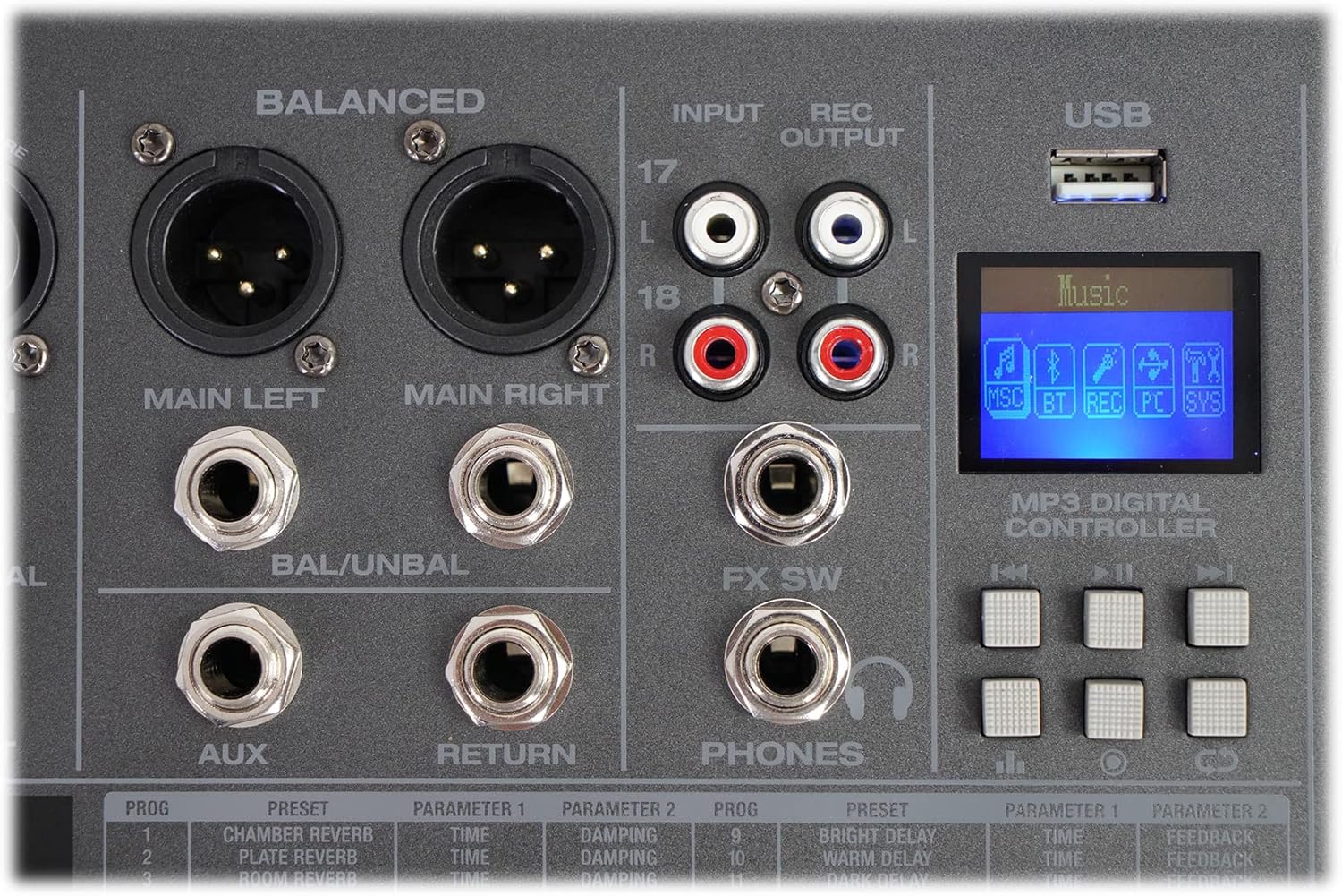 Rockville RPM1870 6000W Powered Mixer 18-Channel, USB/Bluetooth, 18 XDR2 Mic Preamps, 24-Bit Effects, Dual 7-Band EQ, for Live Sound and Events