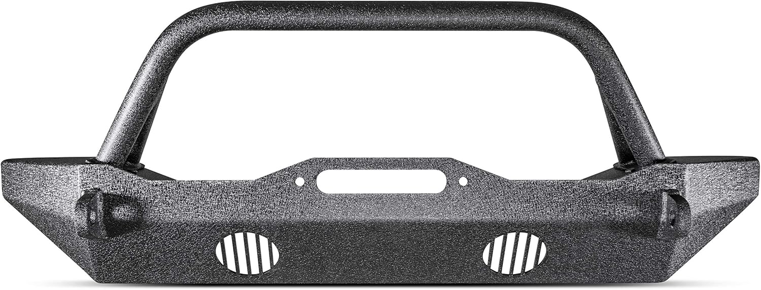 Body Armor 4x4 (JK-19532) Black Steel Mid-Stubby Style Front Winch Bumper