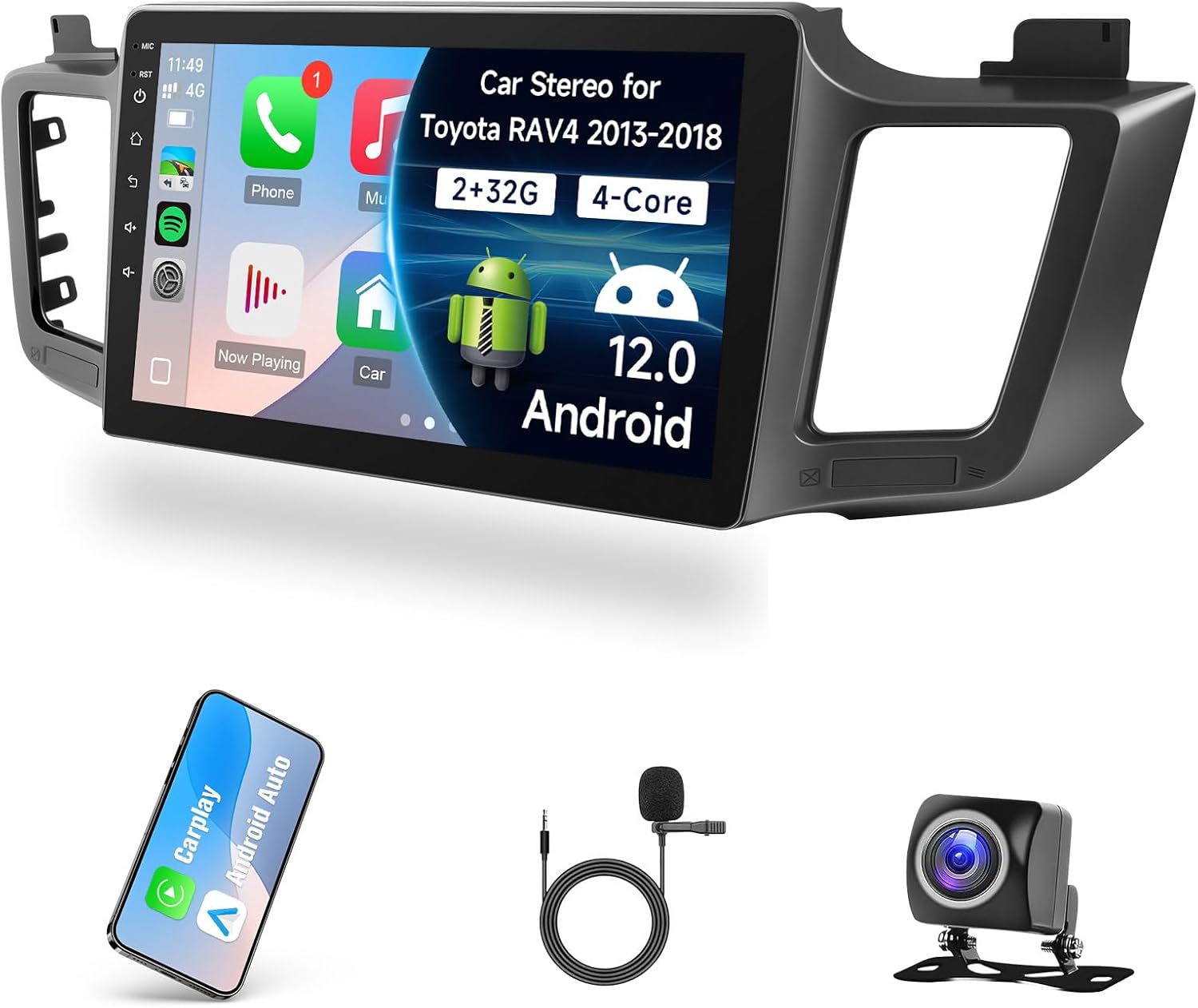 Car Radio Stereo for (JBL Version) Toyota RAV4 2013 2014 2015 2016 2017 2018, 10.1inch Screen for 2013-2018 Toyota RAV4 with Wireless Carplay Android Auto, Bluetooth GPS SWC