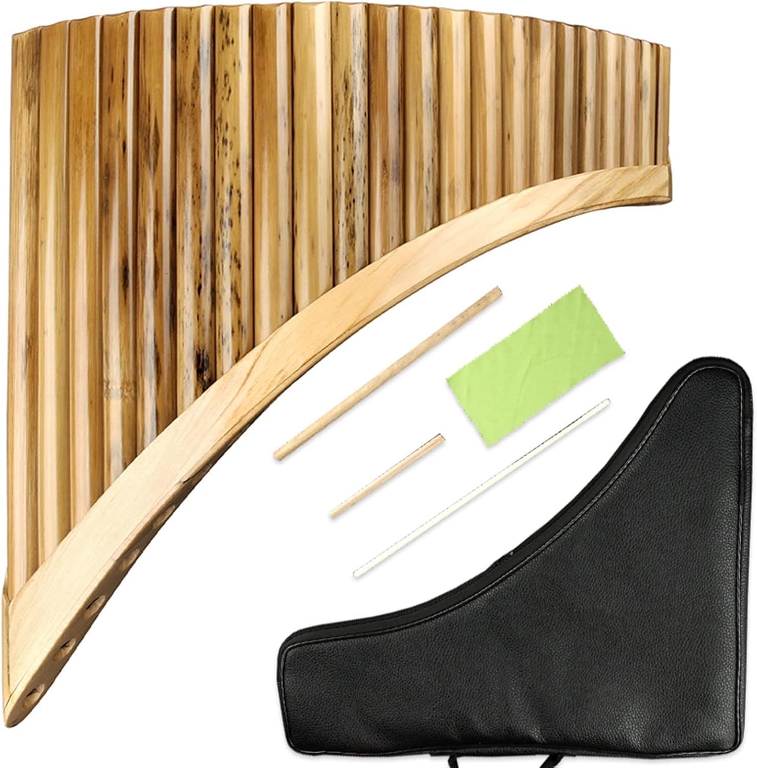 22 Pipes Pan Flute Bamboo Pan Flute Panpipes C Key Handmade Woodwind Instrument in C Key (Color : Right)