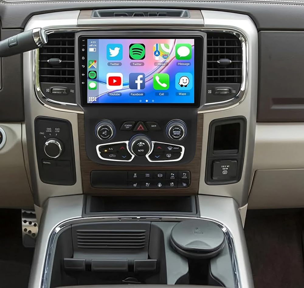 Double Din Radio for 2016 RAM 3500 Android Radio Upgrade Touchscreen Compatible with Wireless Carplay Android Auto,Car Stereo with Bluetooth GPS Navigation Multimedia Player WiFi FM Backup Camera