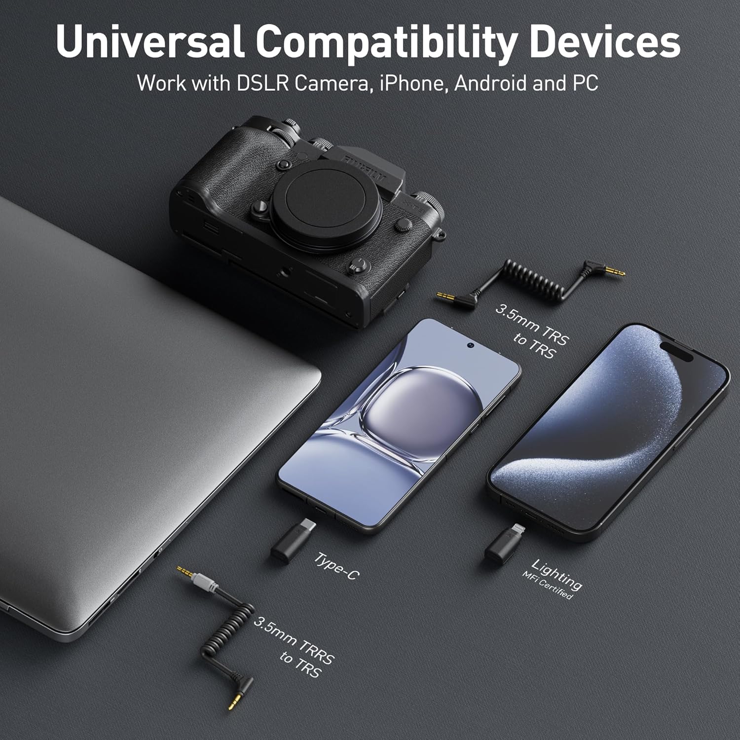 Saramonic BLINK500B2+ Wireless Lavalier Microphone for iPhone Android Type-C Smartphone Camera, 492ft Range, 20h Battery Life, Clip on Wireless Lapel Mic for Live Streaming Video Conference Recording