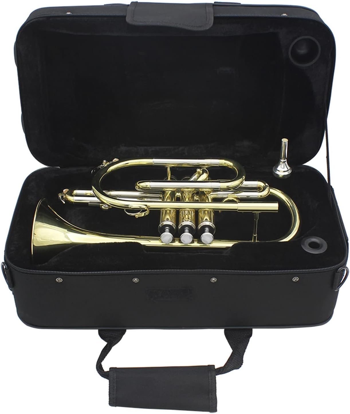 KESHUO Professional Bb Flat Cornet Brass Instrument with Carrying Case Gloves Cleaning Cloth Brushes Trumpets