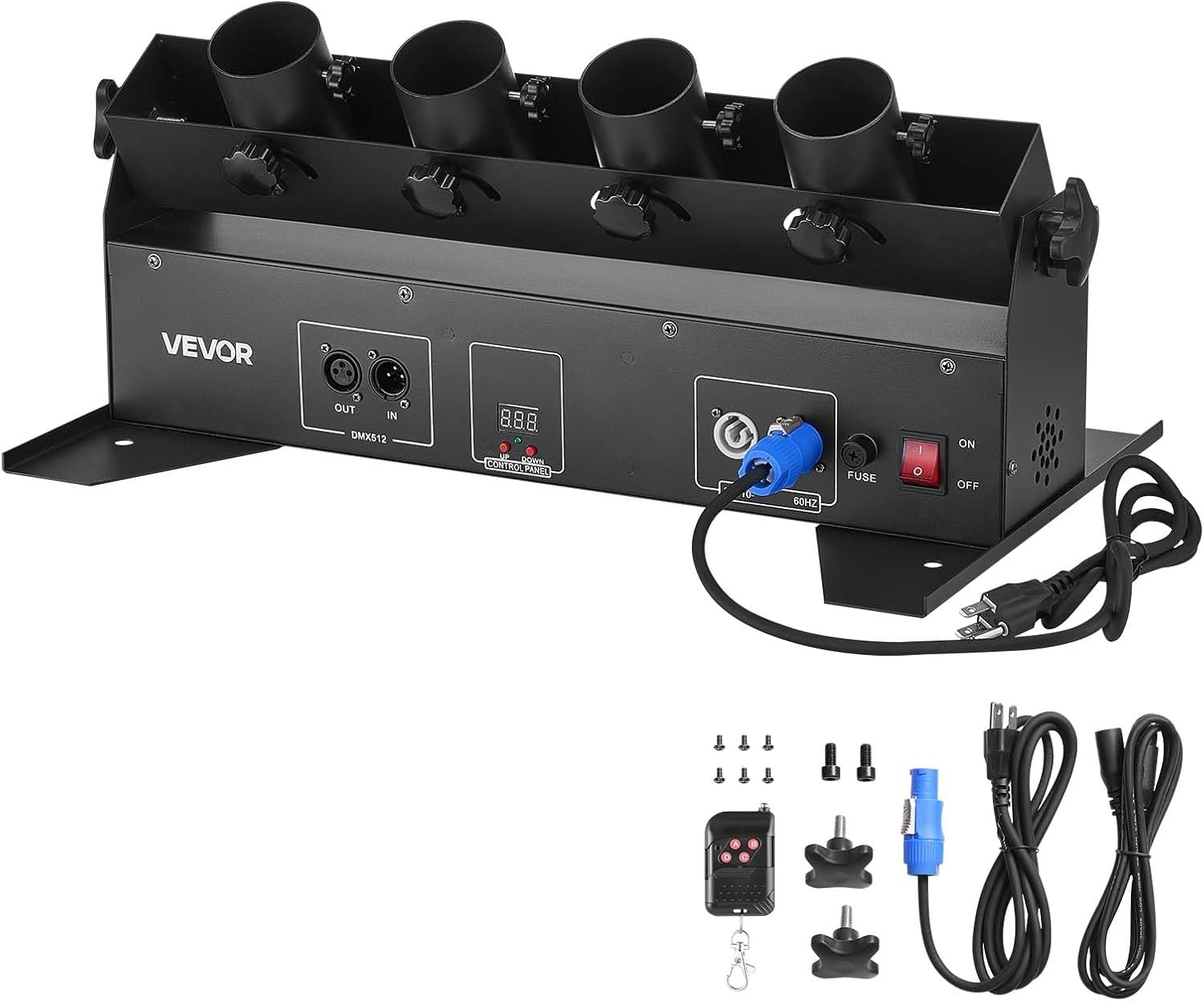 VEVOR Electric Confetti Cannon Machine, High Output 4-Shot Confetti Launcher, DMX512, Manual & Remote Control, Portable Confe-tti Shooter for Wedding Christmas DJ Party Event Show Stage Nightclub