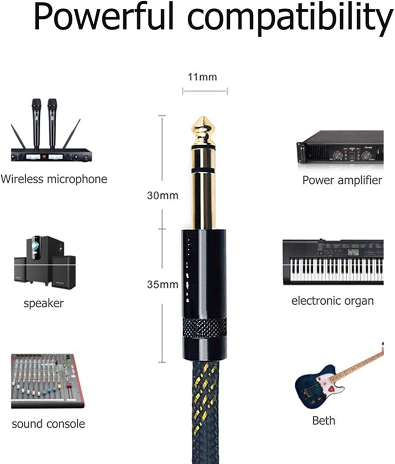 Guitar Cable Cable 6.5mm Output to 6.5mm Output for Microphone,Guitar,Amplifier,Player (Color : 2m)