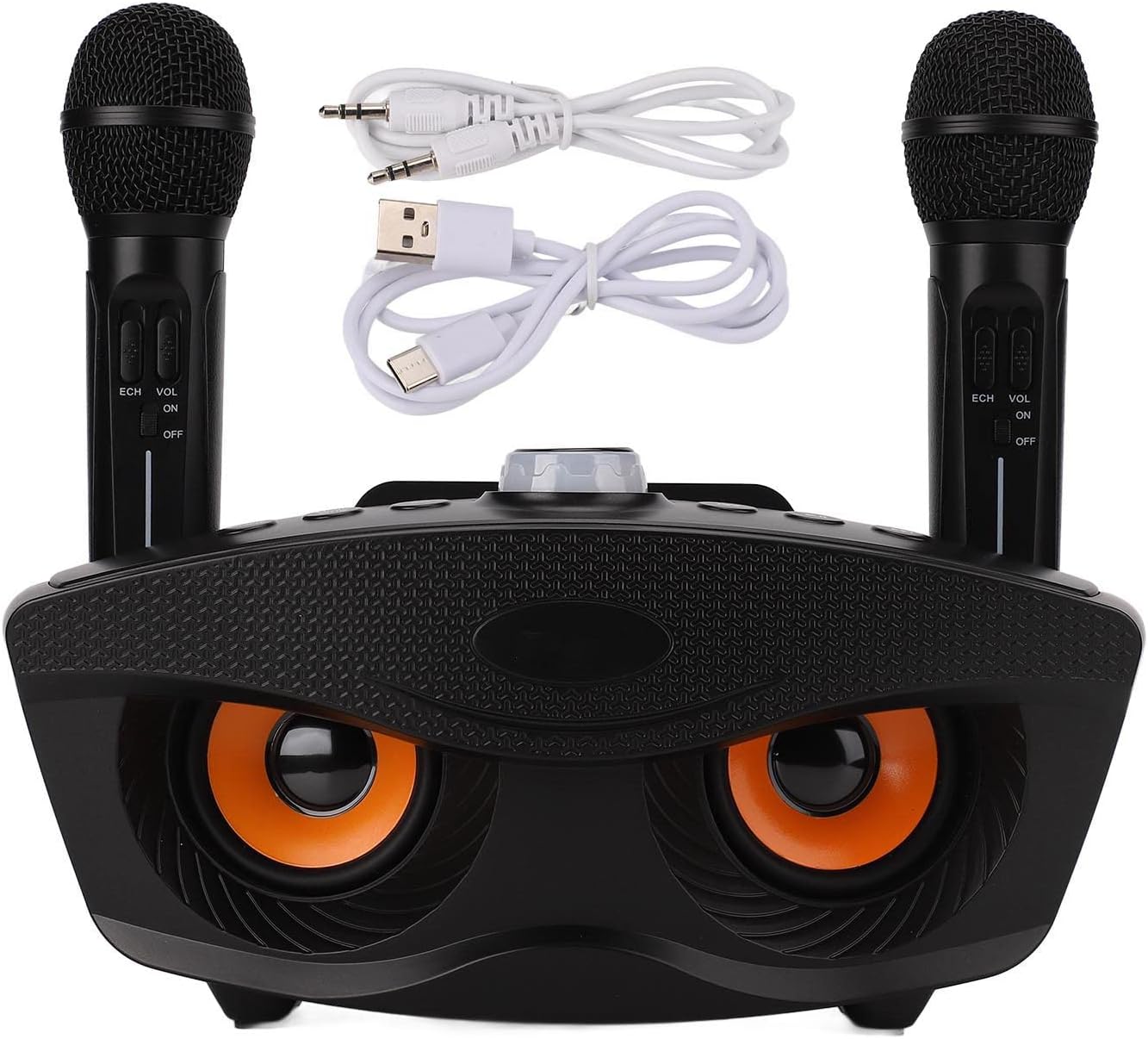 ASHATA Microphone System, Dual Cordless Mic Set Home KTV Stereo Bluetooth Karaoke System, Innovative Owl Karaoke, Support Aux Input, Memory Card and U Disk