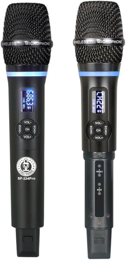 SINGTRONIC SP-224Pro Rechargeable Digital Wireless Microphone System | Built-in Lithium Battery, Anti-Howling, No Power Outlet Needed, Hands-Free Karaoke Mic for Outdoor Use