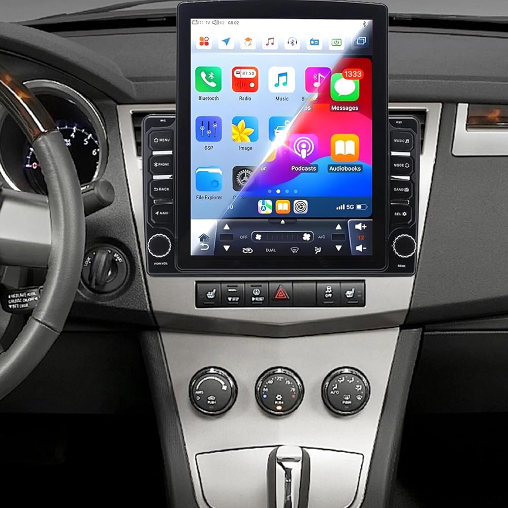 PHEZEN 9.7 inch Touchscreen Car Stereo Fit for Chrysler Sebring 2007-2010, Android 14 Double Din Car Radio with Carplay & Android Auto in-Dash Navigation BT Mirror Link WiFi Backup Camera 4+64G