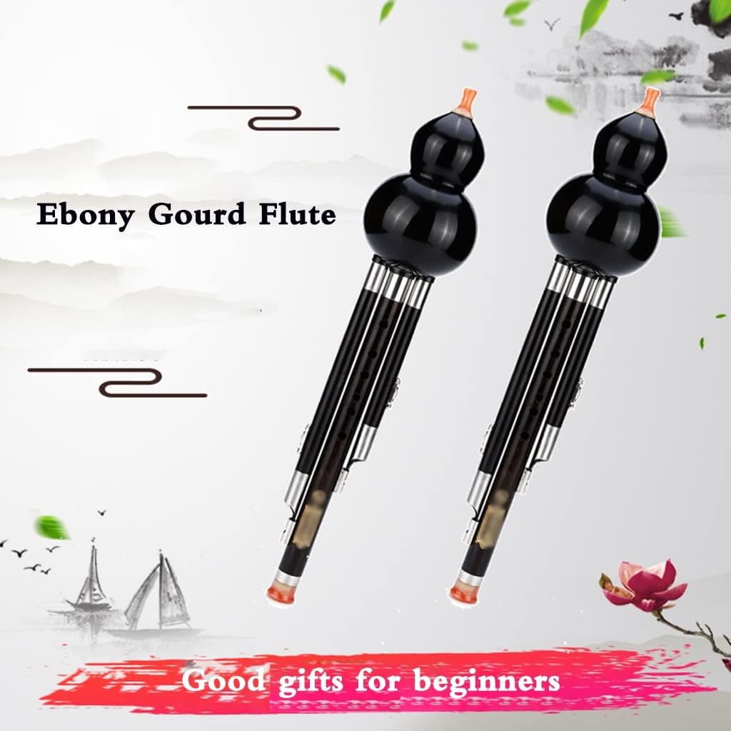 Flutes Musical Instruments Ebony Cucurbit B-Flat C-A Playing Instrument Traditional Musical Instruments for Beginners with Chinese Knot and Box Tonal Beauty (Color : Black, Size : G-Key)