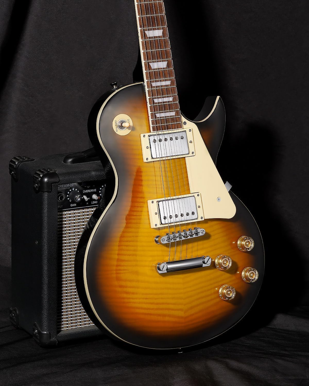 SC Electric Guitar Series - SC Electric Guitar with 5W Mini Amplifier，Mahogany Body, Rosewood Fingerboard, Humbuckers Pickups, Tune-O-Matic Bridge, C Neck (Sunburst)