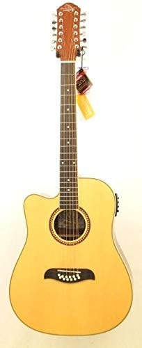 Oscar Schmidt OD312CELH-A Dreadnought Cutaway Lefty Acoustic Electric Guitar, Natural