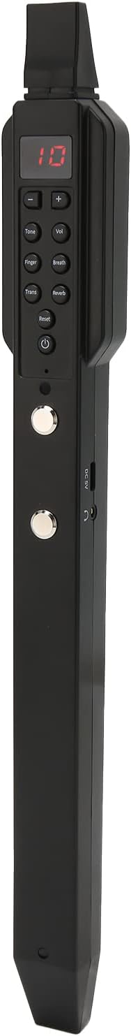 Mini Digital Wind Instrument, USB MIDI Electronic Saxophone with Removable Nozzle, Rechargeable Battery, 10 Tones & 12 Accompaniments - Black