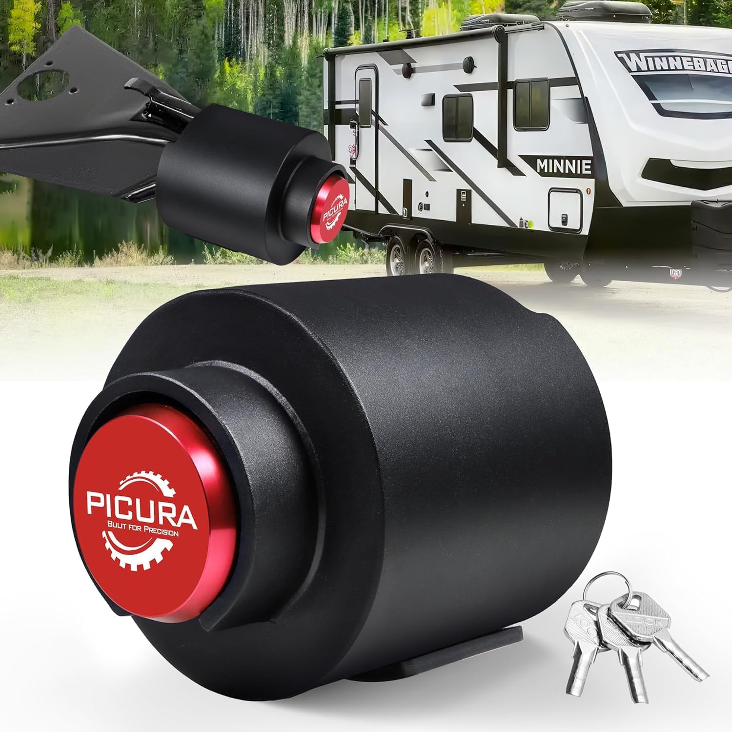 2025 Upgraded Trailer Lock Fits 2-5/16 Inch Coupler, Heavy Duty Trailer Hitch Locks, Anti-Theft Trailer Coupler Lock for RV, Trailer, Boat, Pickup(Red)